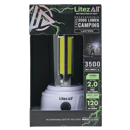 Litezall Rechargeable 3500 Lumen Lantern LA-3500RCHLAN-4/8